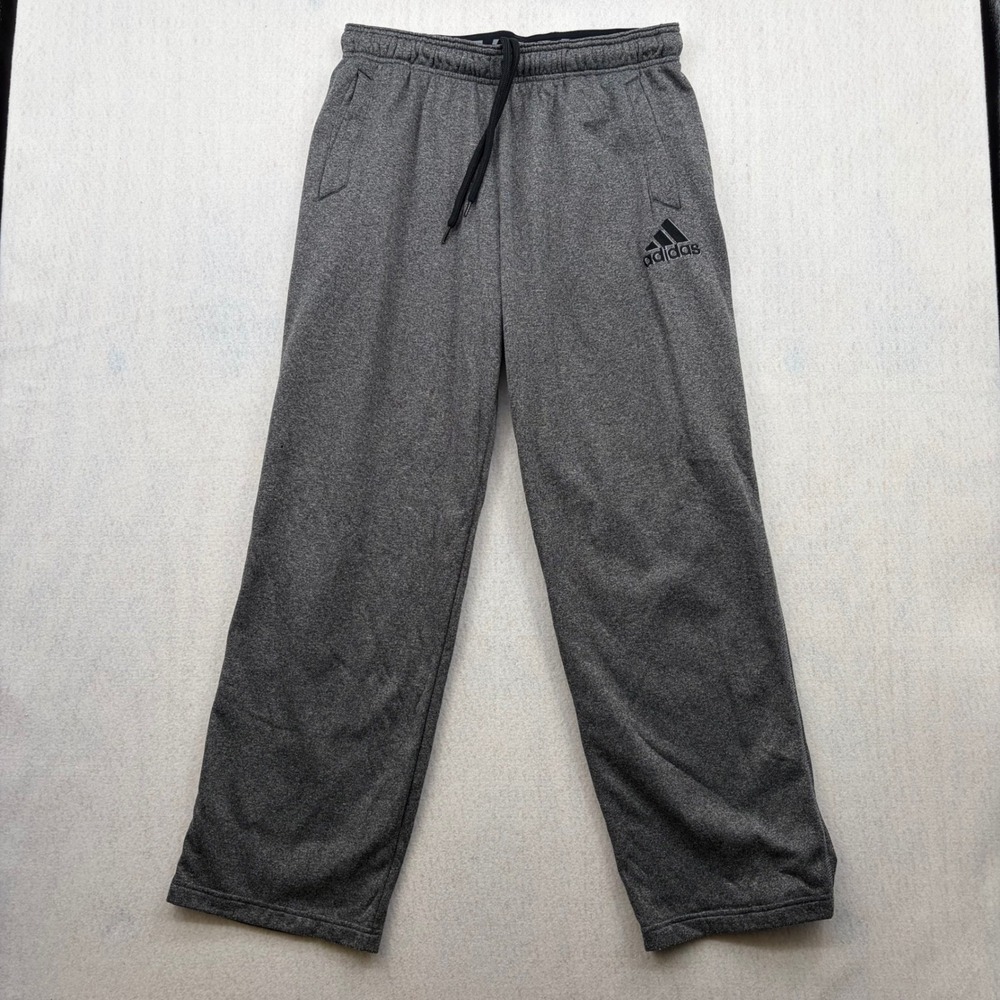 Adidas Mens Climawarm Fleece Sweatpants Gray Straight Leg Training Pants Large